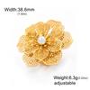 Cazador Big Flower Women's Ring Gold Color Open Rings Stainless Steel Adjustable Jewelry Waterproof Party Wedding Gifts Trendy