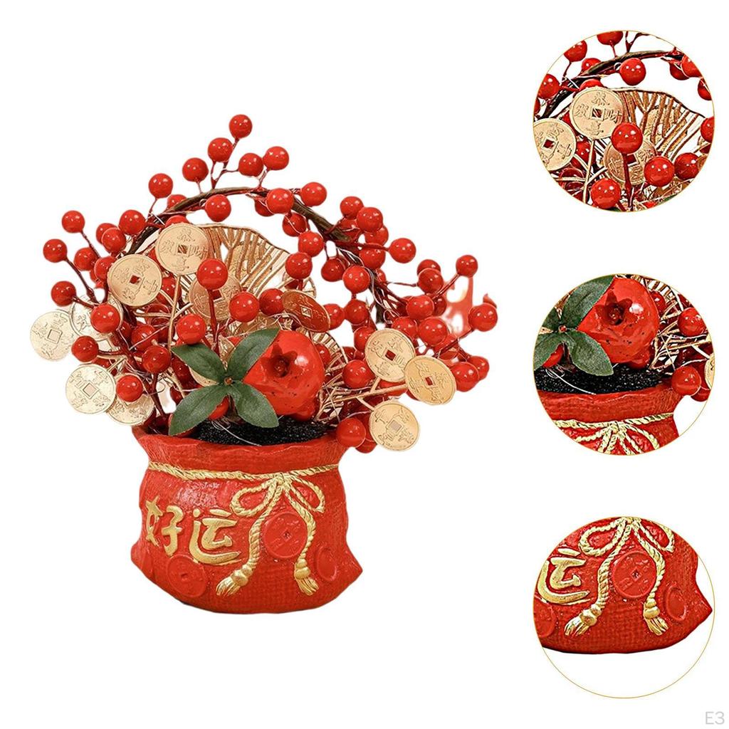 Chinese Year Feng Shui Blessing Bag Vase Decor Blessed Statue Decorative Handmade Planter