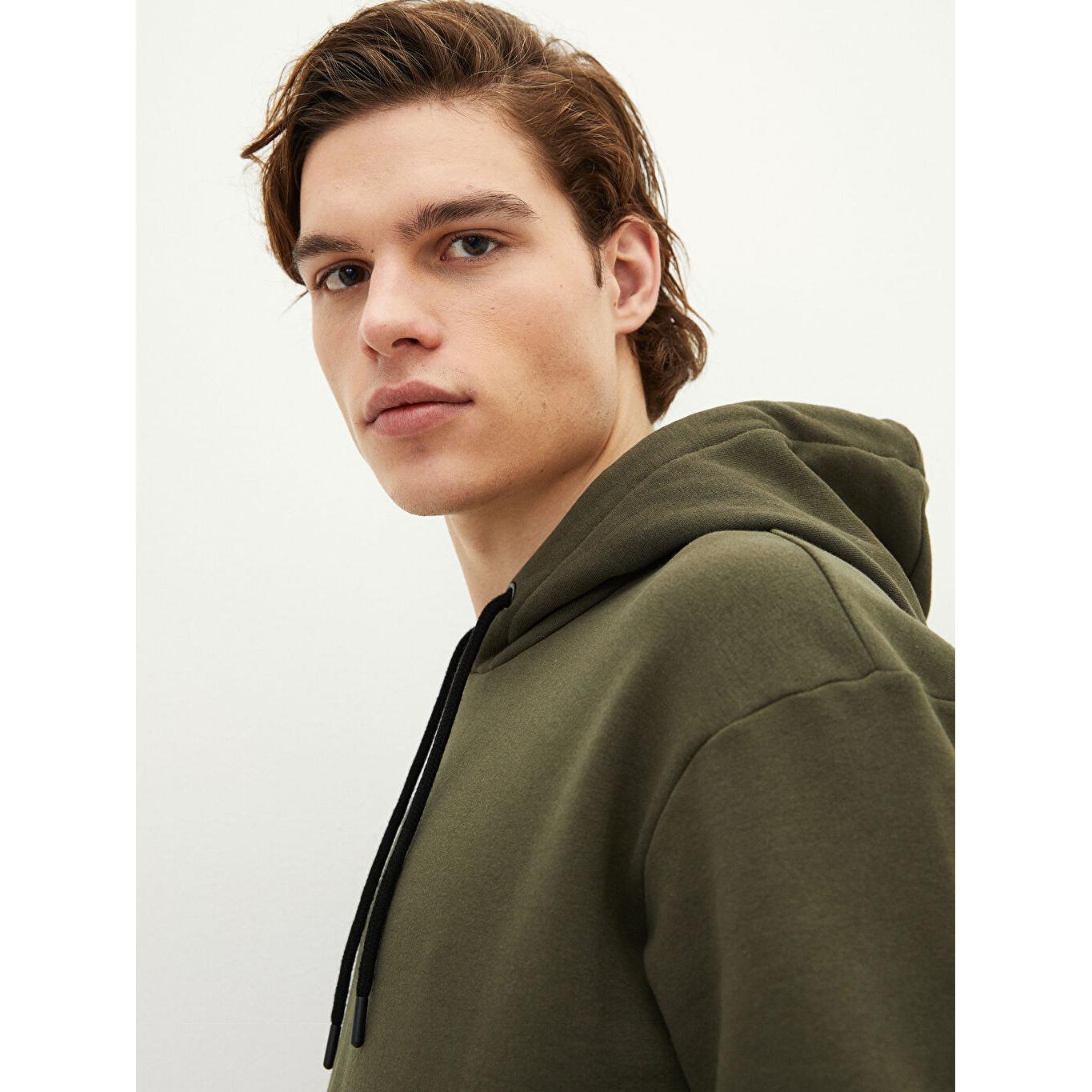 

LCW CASUAL Мужская толстовка с капюшоном и длинным рукавом цвета хаки