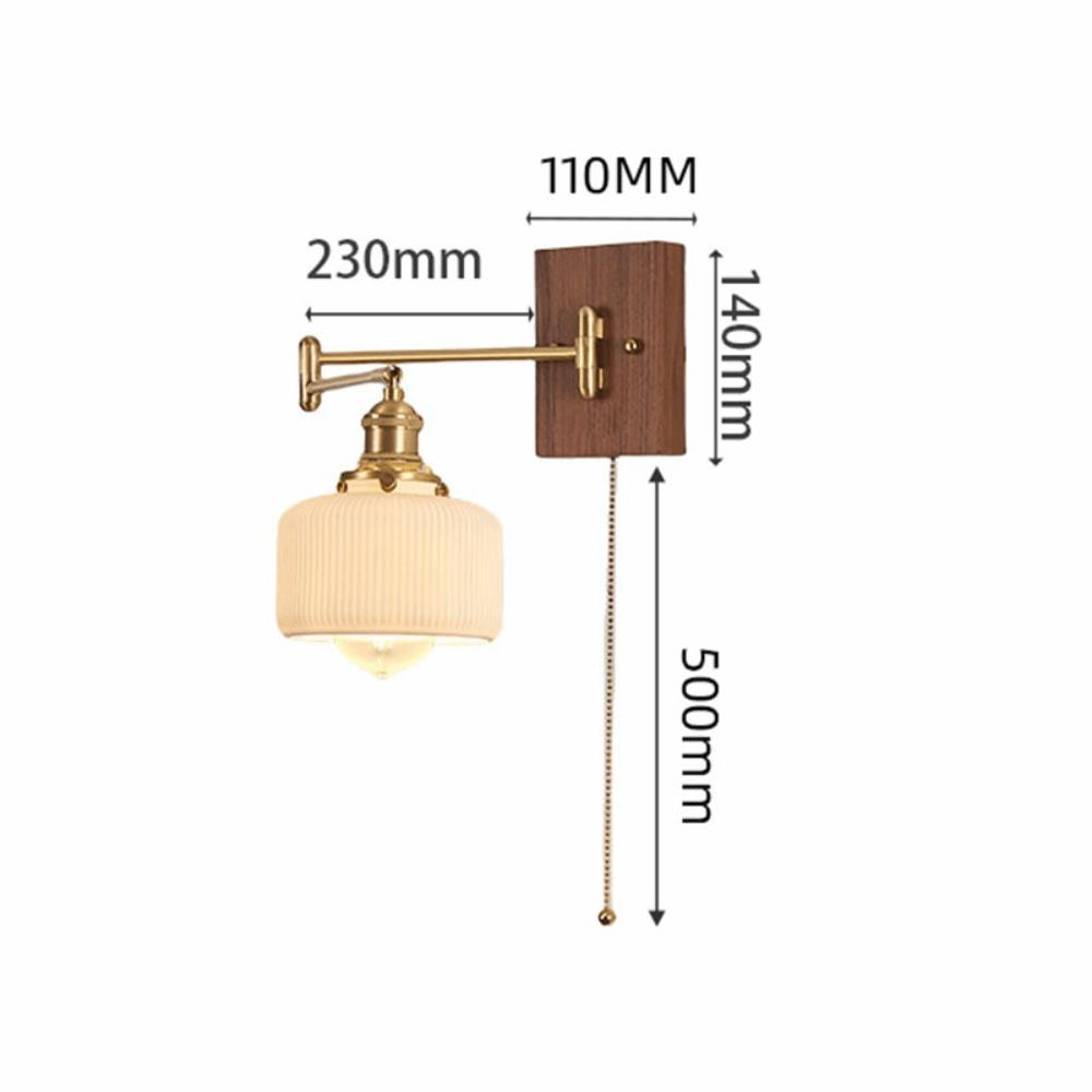 Modern Luxury Retro Wooden Wall Lamp Vintage Walnut Nordic Glass Wall Sconce Glass/Ceramic Lampshade Atmosphere Lighting