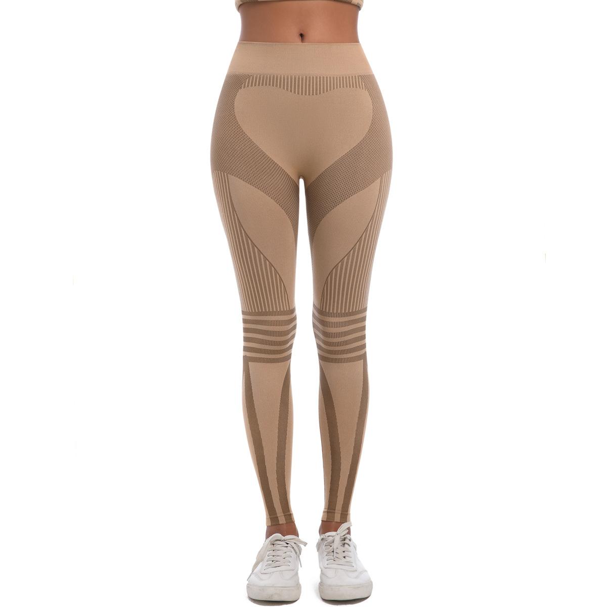 

Nessaj Elastic Sports Quick Dry Running Tights Women High Waist Breathable Fitness Leggings Seamless Yoga Pants L коричневий