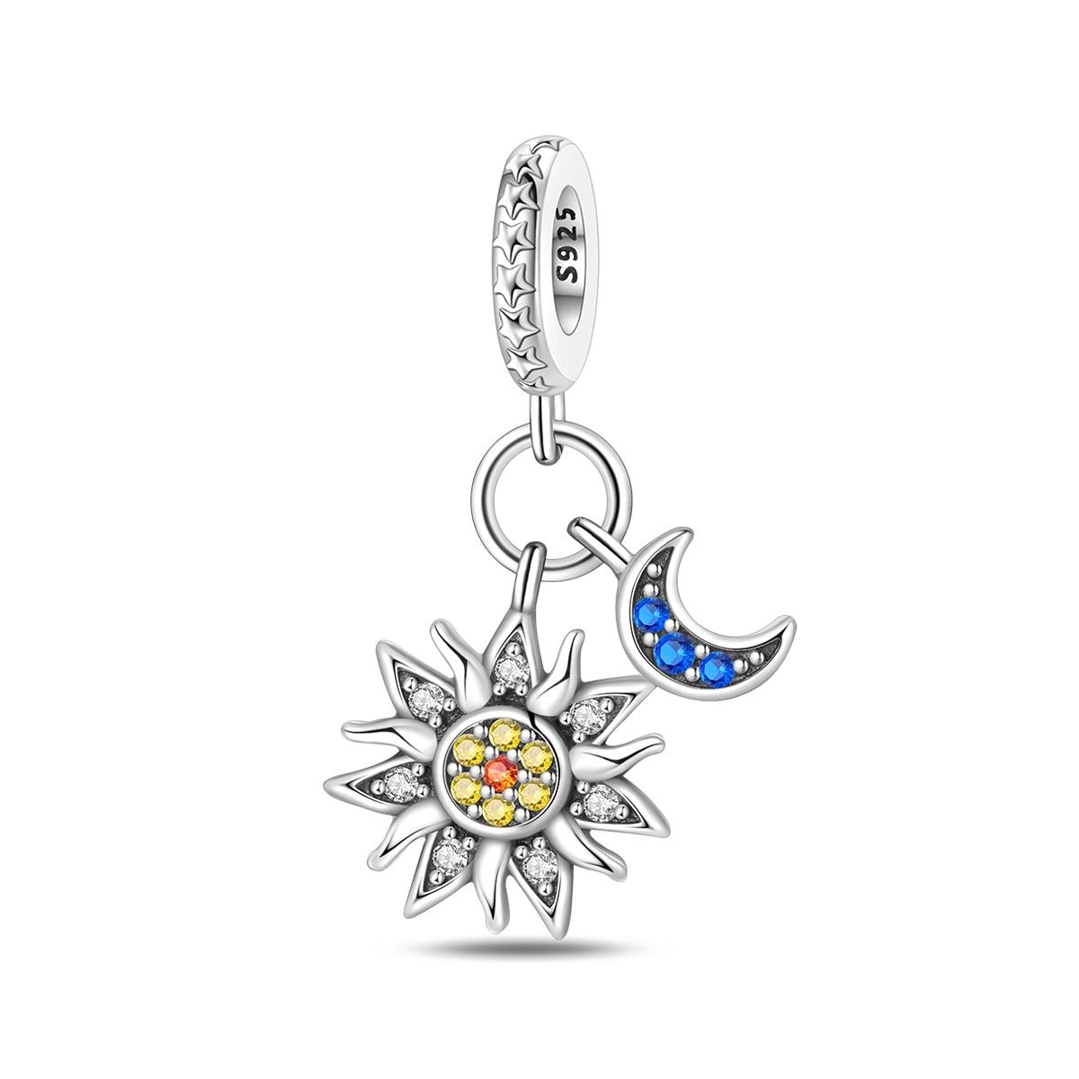 

Genuine Copper Charm Luxurious Sun Pendants Blue Moon Bead Fits Bracelets DoItYourself Women Crafting Delicate Gifts