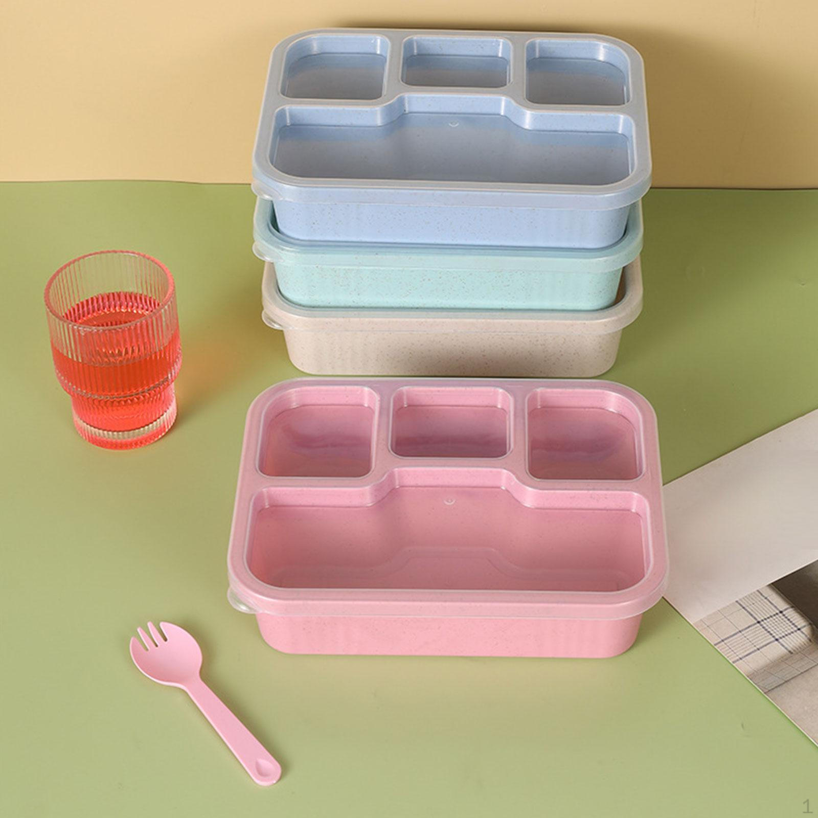 

4x Контейнеры для закусок 4 отделения Ланч-боксы бенто для путешествий, работы, печенья without Forks