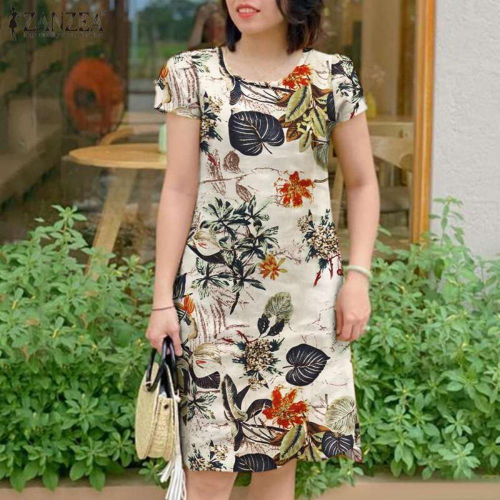 Sommer Freizeit Damen Nachthemd Kurzarm Kleider Lockerer Schnitt Nachtwäsche Hauskleidung Nachthemd Loungewear Kleider