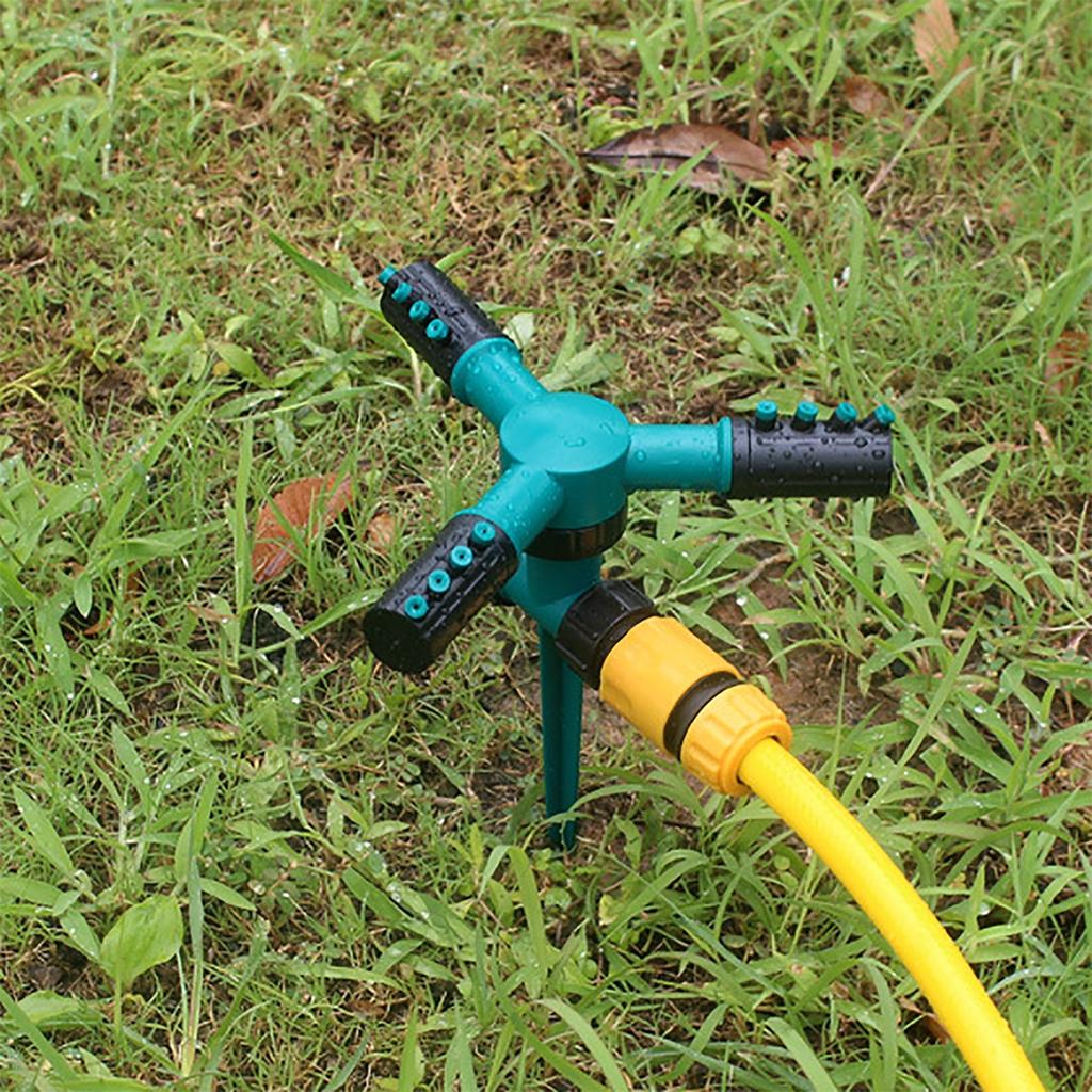 3-Arm 360 Degree Rotating Sprinkler and Spiked Holder Kit Automatic Rotary Nozzles Garden Lawn Plants Flowers Irrigation 1/10Pcs