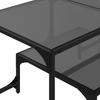  Coffee Table with Black Glass Top, 98.5x50x45 Cm, Steel