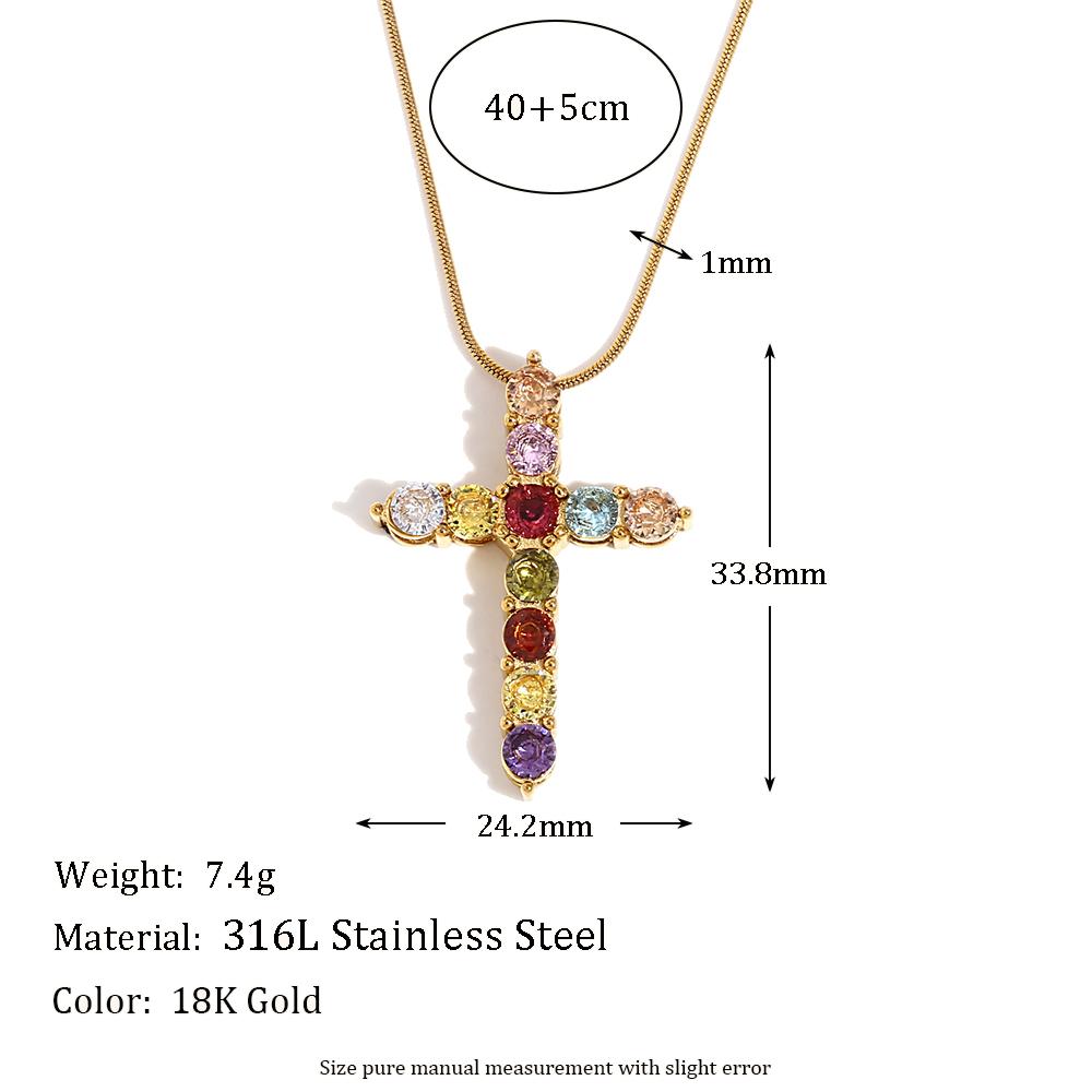 MamacitaSlay Classic 316L Stainless Steel Zircon Cross Necklace Waterproof 18K Gold Plated Neck Jewelry Women's Elegant Necklace