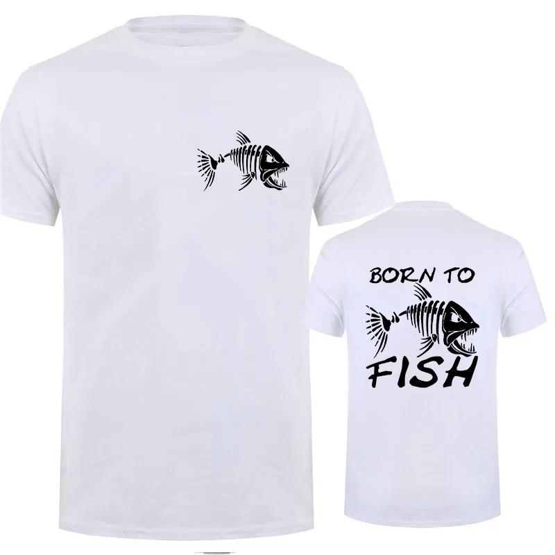 Geboren zum Angeln Lustiges Shirt Mode Angler T-Shirts Kurzarm Lustige Angelliebhaber T-Shirts Lässiges Sommer Herren Street T-Shirt