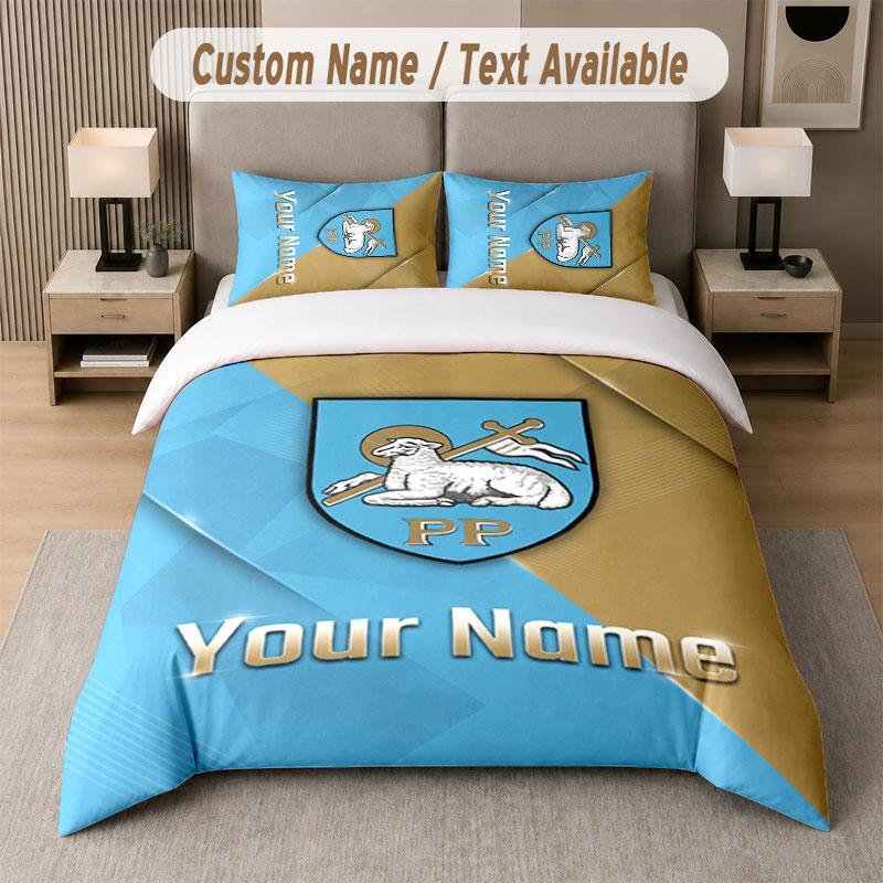 Custom Bedding Set Preston North End Pattern, Print Name Text 1 Duvet Cover Plus 2 Pillowcases Home Textile
