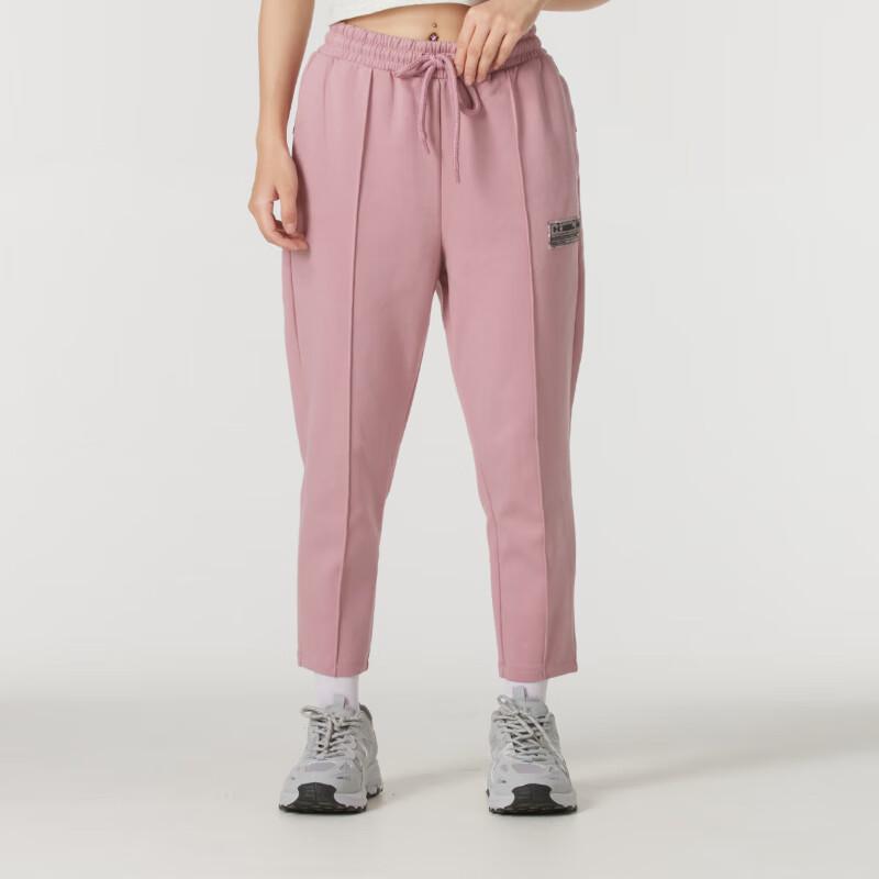 Under Armour Solid Color Drawstring Straight-Leg Casual Sports Pants Women Bottoms Pink 1379066-697