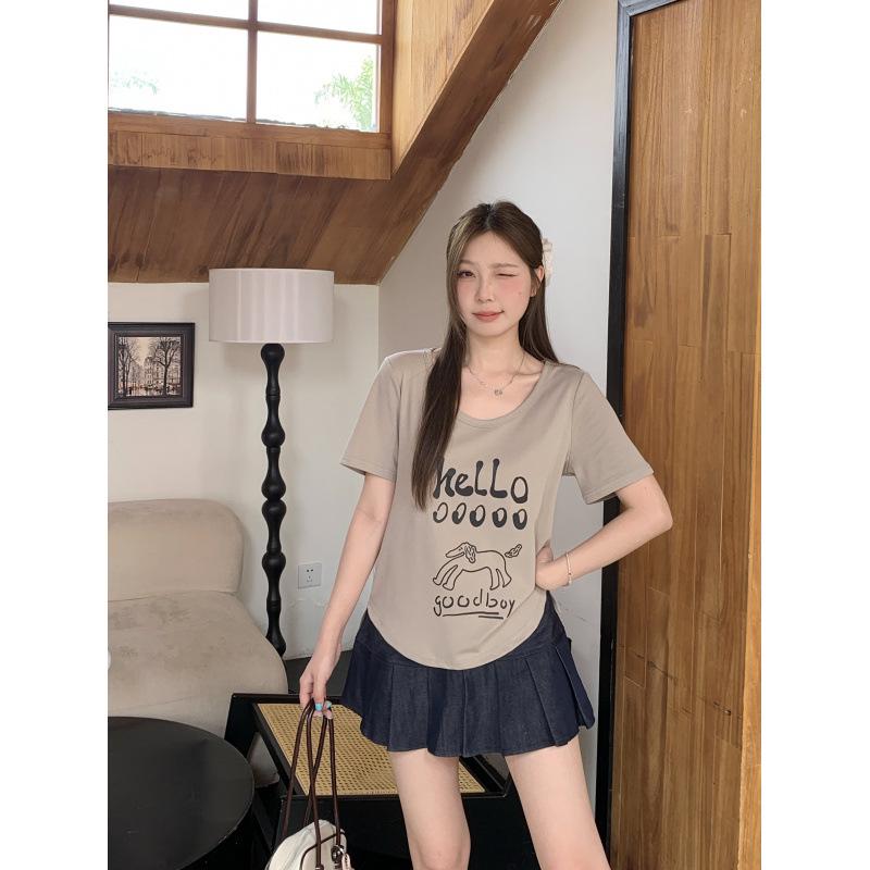 

2026 New Arrivals: Plus Size Korean Style Drop Shoulder Slimming T-shirt 3XL Plus
