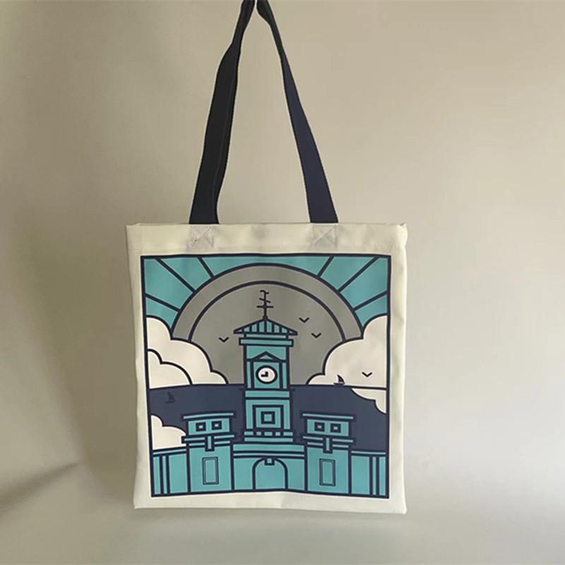 

Recycled canvas tote bag Student tutoring storage bag Portable large-capacity shopping shoulder bag 20 inches