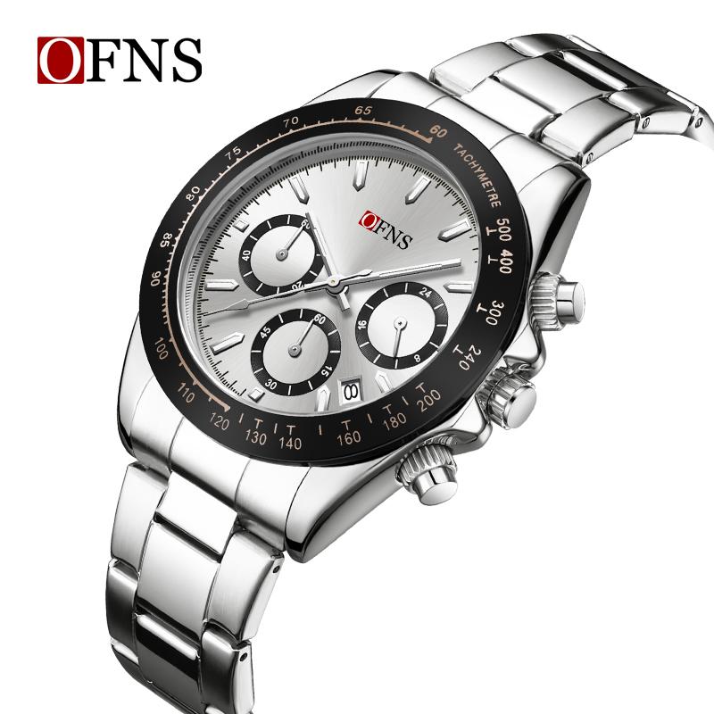 Fashion OFNS 7103 luxurious Men's Quartz Watch Three Eye Six Needle Chronograph Waterproof Night Light Men's Quartz Watch