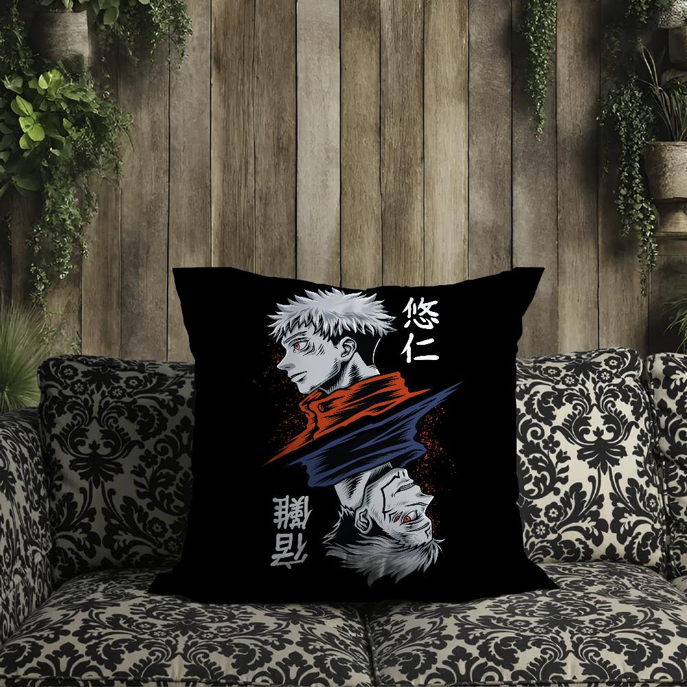 Sukuna Kissenbezug Kissen für Zimmer Schlafzimmer Sofa Wohnzimmer Rückenlehne J-Jujutsu Kaisen Auto Ryomen Quadratisches Kopfteil