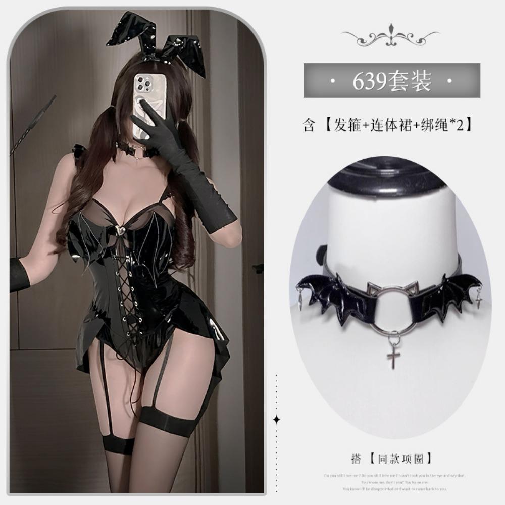 Xianyi Sexy Lingerie Sexy One-piece Patent Leather Bunny COS Uniform Halloween Little Devil Play Set 639