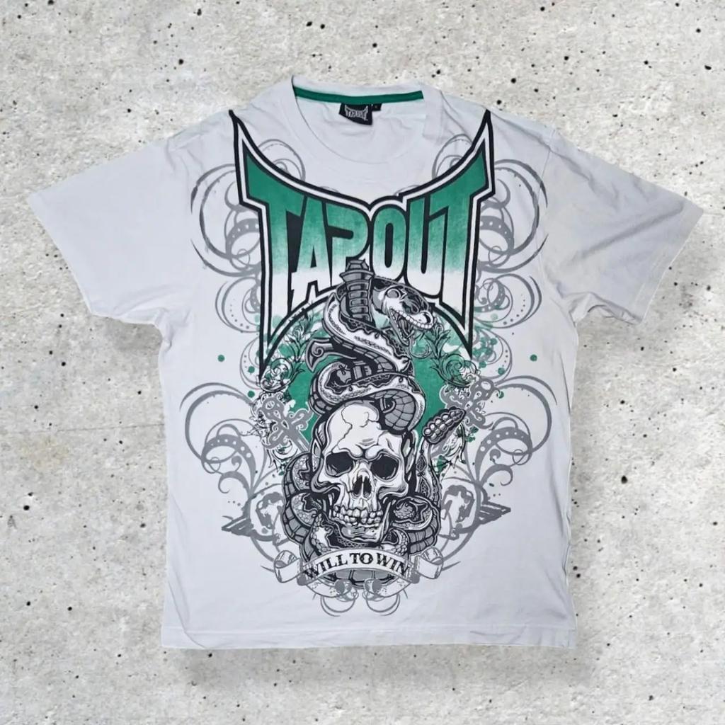 Y2K Tap Out Skull Print T Shirt Dark Aesthetic Round Neck Streetwear Oversized Gothic Cotton Tee Soft Retro Loose