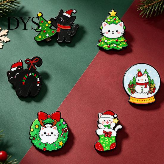 Kitten Decorative Pin Christmas Cartoon Cat Enamel Brooch, Badge for Animal Shape Men Women, Sweater Cardigan Coat Dress Jewelry Accessories Brooches