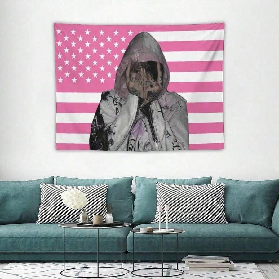1pc Lil Music Peep Tapiz Colgante de Pared Arte Rap para Dormitorio Habitación Sala de Estar Decoración de Fiesta Pancarta con Kit de Instalación Gratuito