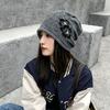 Ear Protection Floral Slouchy Beanie Windproof Fall Winter Cold Hat Jacquard Knit Hat  Casual