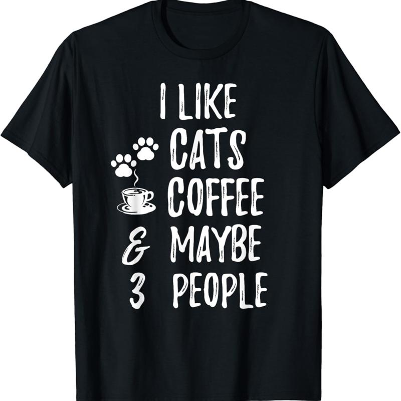 

I Like Cats Coffee and Maybe 3 People Cat lover Apparel T Shirt - Men s Summer Cotton Graphic Tee S разноцветный