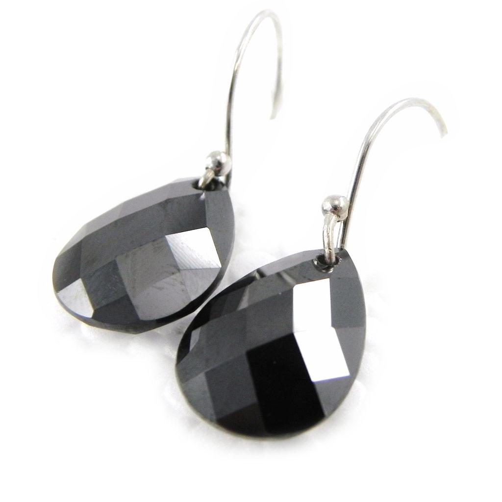 Les Trésors De Lily [C6920] - Silver Earrings 'Linda' Silver Black (rhodium-plated) - 15x12 Mm
