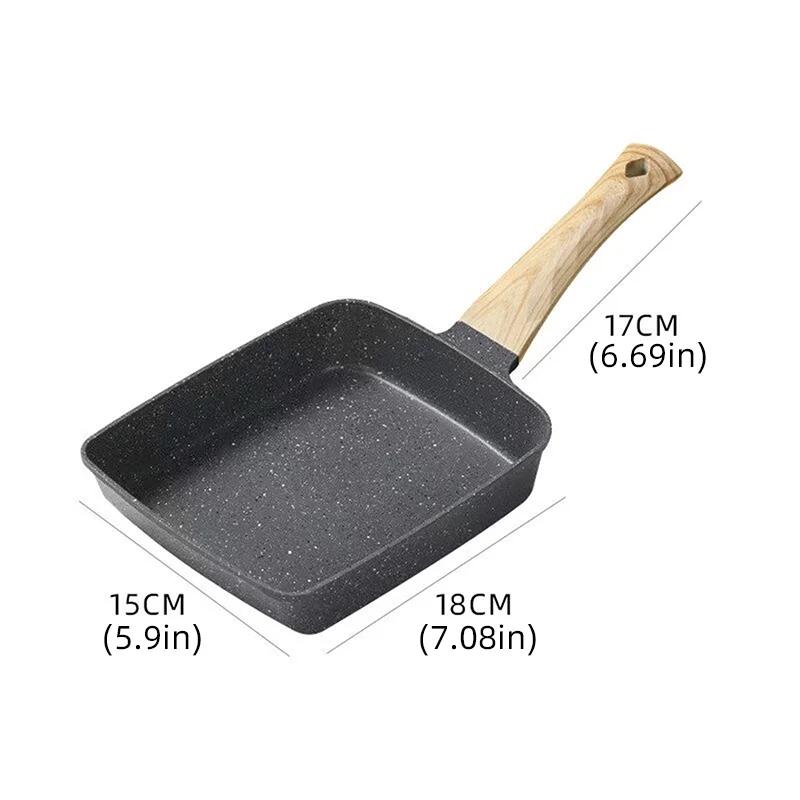 Japanese Rectangular Non Stick Frying Pan, Pan Non Stick Wheat Rice Stone Frying Pan, Anti Scalding Handle, Small Frying Pans