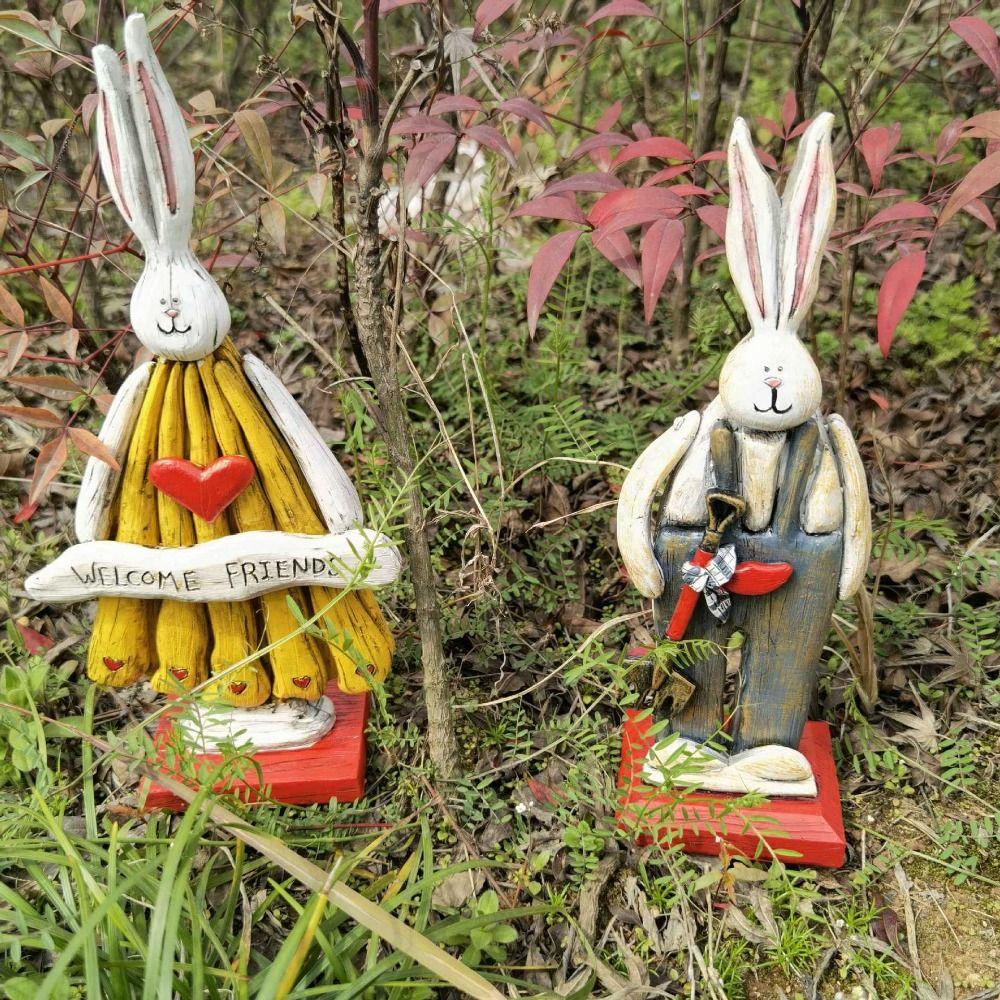 

Раскрашенная вручную фигурка кролика из смолы, пасхальный кролик, украшение для гостиной Man