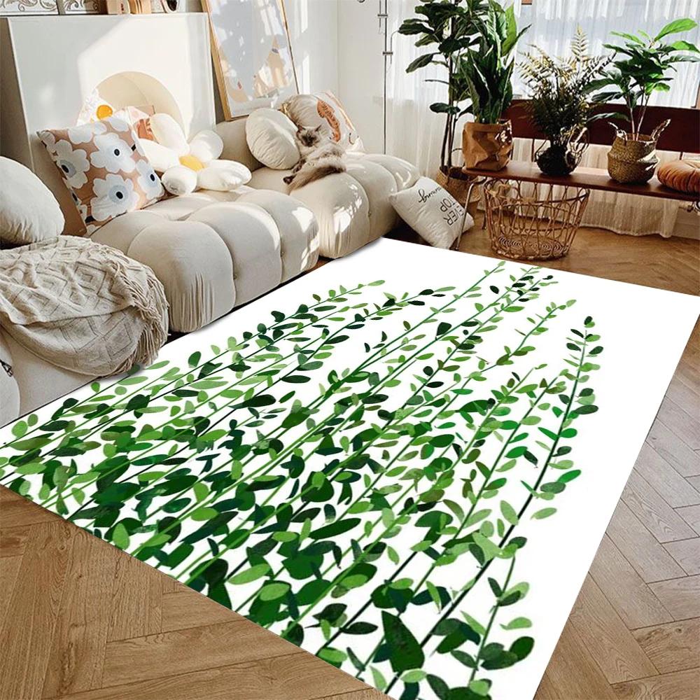 Green Leaf Pattern Tropical Carpet Entrance Bathroom Floor Mats Nordic Kitchen Rugs Anti-slip Mat for Bathroom Door Mats Decor