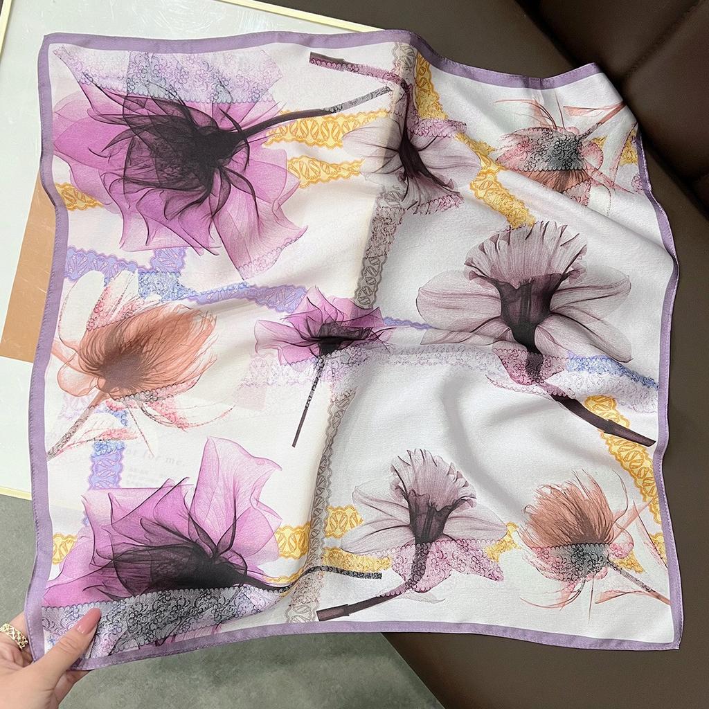 New 100% Natural Real Silk Scarf Fashion Lady Foulard Female Bandana Scarves  Women Hijab Shawl Wraps Square Neckerchief