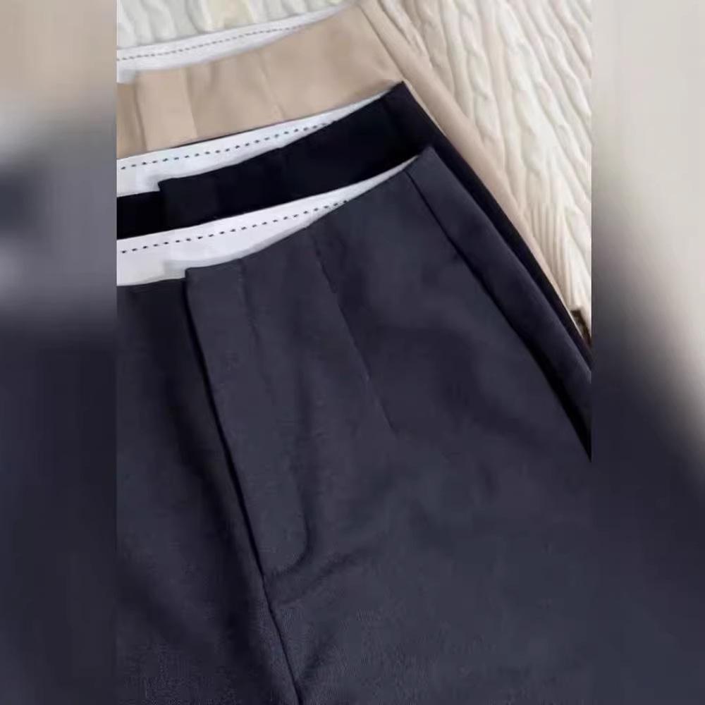 2025 Autumn Grey Slimming Straight-Leg Women's Pants - Fashionable, Versatile, No Waistband Design for Commuting