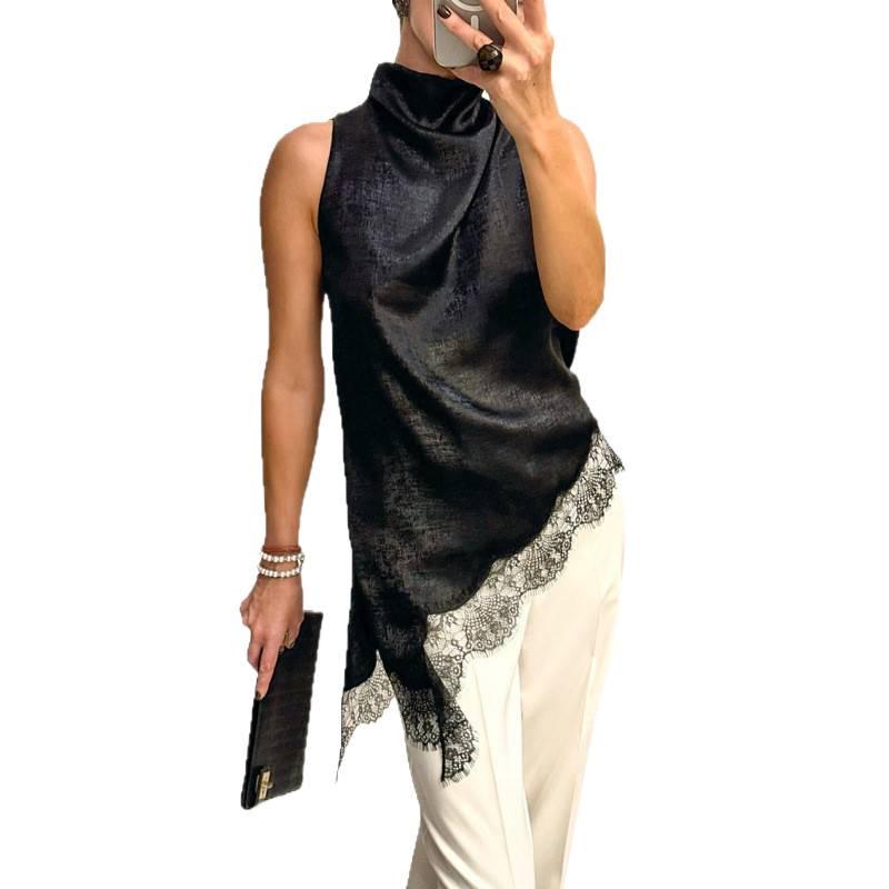 2026 European & American Style Sleeveless Lace Trim Top for Women
