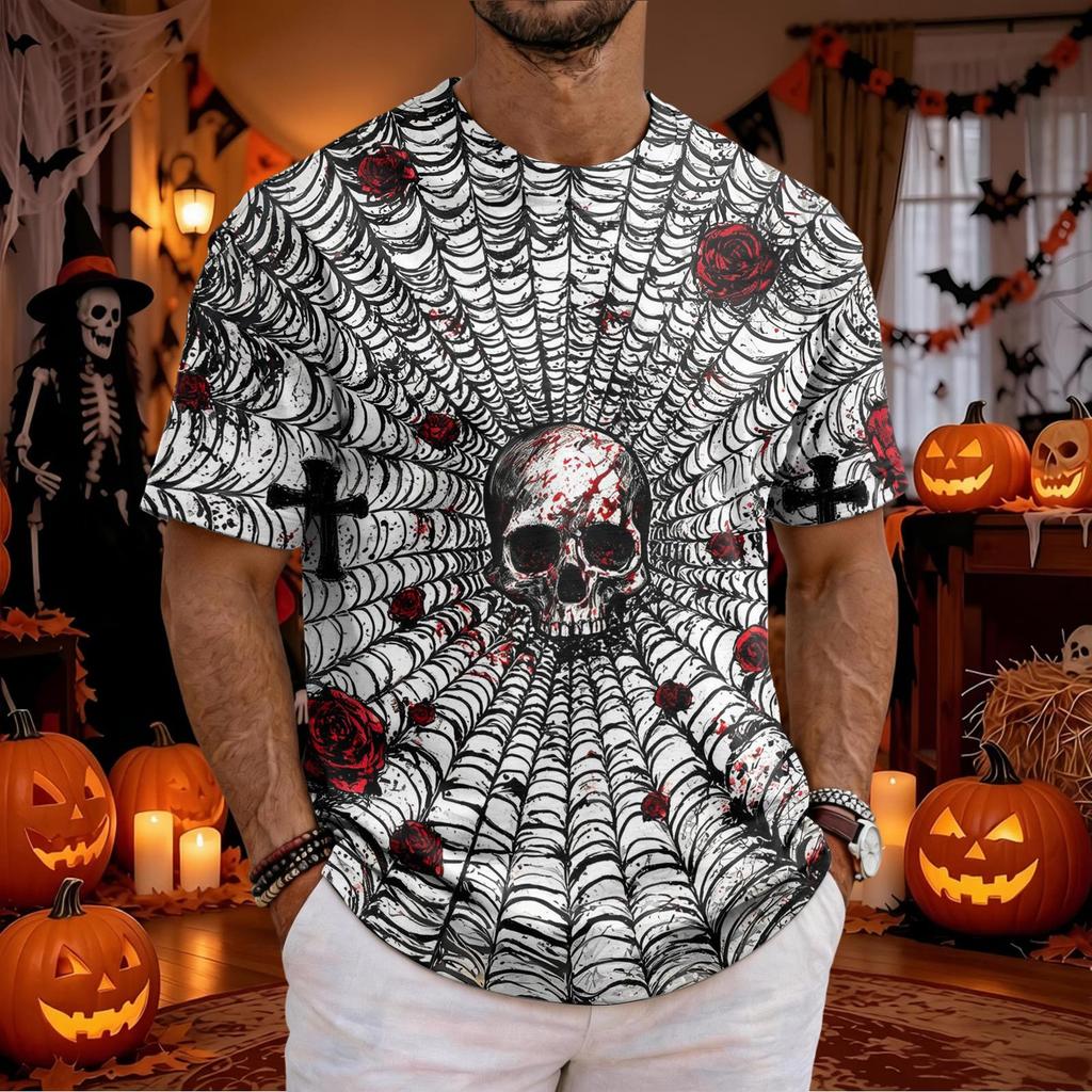 Men's Halloween Graphic T-Shirt Neck Short Sleeve Casual Top