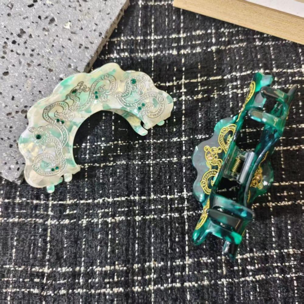Chinese Style Dragon Pattern Hair Claw Acetic Acid Antique Style Grab Clip Daily