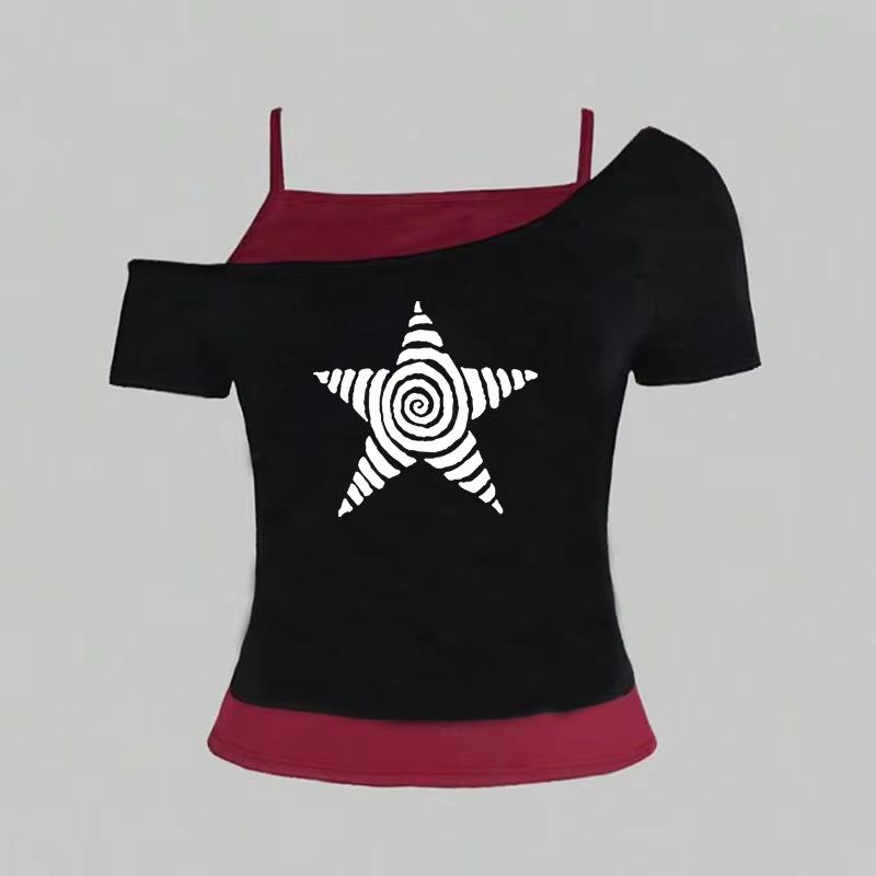 New Summer Gothic Women's Short Sleeve T-shirt: European & American Fashion Hot Girl Top