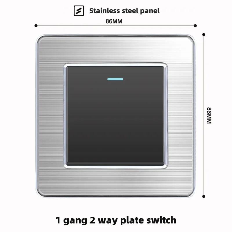 luxury Brushed Stainless Steel Wall Light Switch,Universal 5pin 18W Type-C Quick charging outlet,UK Standard Dual USB Socket