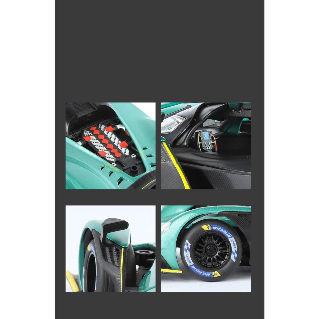 Modèle de voiture de sport en alliage Aston Martin Valkyrie 1/24 Métal moulé sous pression Véhicules Super de Course Modèle de Voiture Haute Simulation Son et Lumière Jouet Cadeau pour Enfants