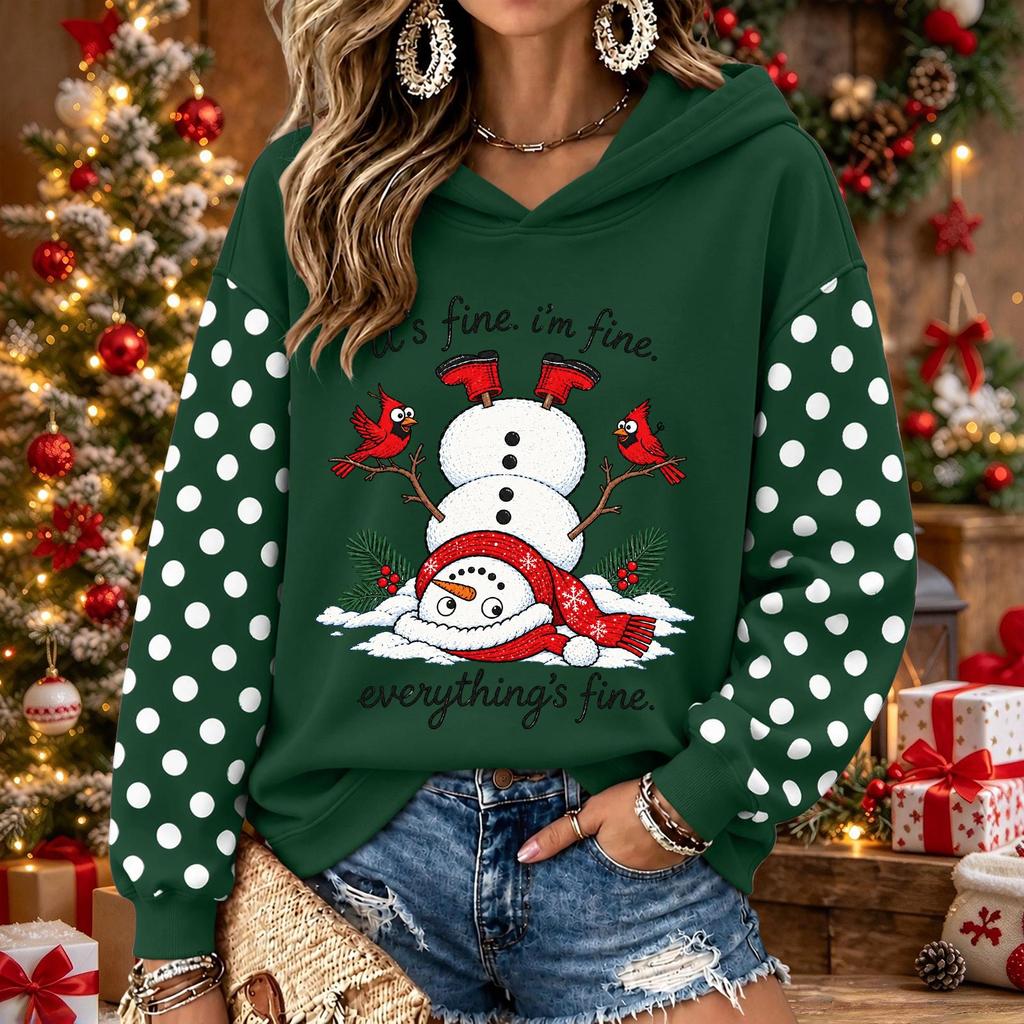 Women's Christmas Print Long Sleeve Top Casual Comfortable Winter Blouse for Holiday Wear