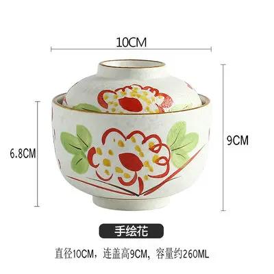 Kitchen Supplies, Ceramic Bowls, Hand-painted Blue and White Porcelain Soup Bowls, Steamed Egg Bowls with Lids, Tableware