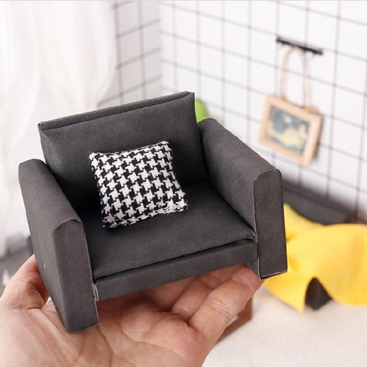 Miniature Dollhouses Sofa Couch 1/12 Scale Handcrafted Wooden Furniture For Living Room Bedroom