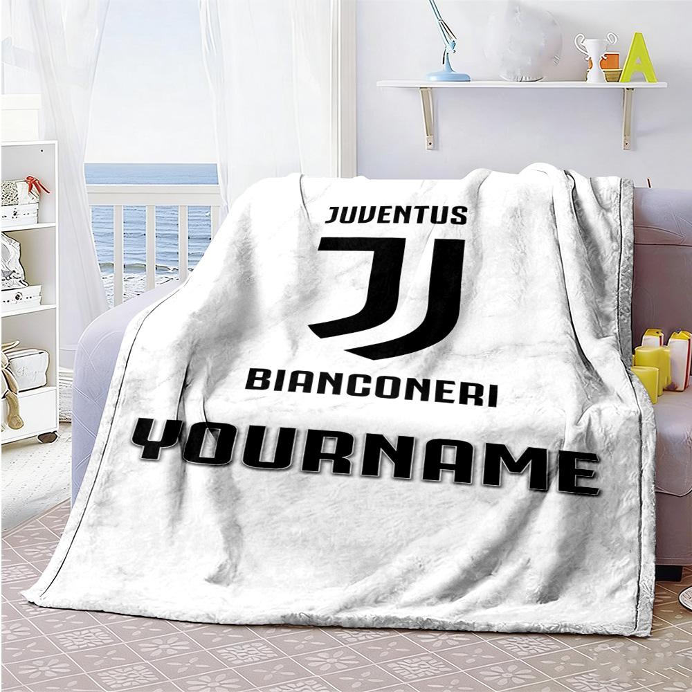 Juventus Customize Text Blanket Cozy Personalized Blanket Warmthful Decor for Chair Home Decor Bed Sofa for All Occasions