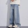 Hong Kong Trendy Men's Autumn New Personalized Letter Jeans Hip Hop Ins Trendy High Street Trendy Ruffian Handsome Trousers