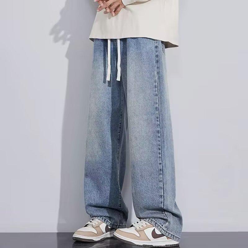 Hong Kong Trendy Men's Autumn New Personalized Letter Jeans Hip Hop Ins Trendy High Street Trendy Ruffian Handsome Trousers