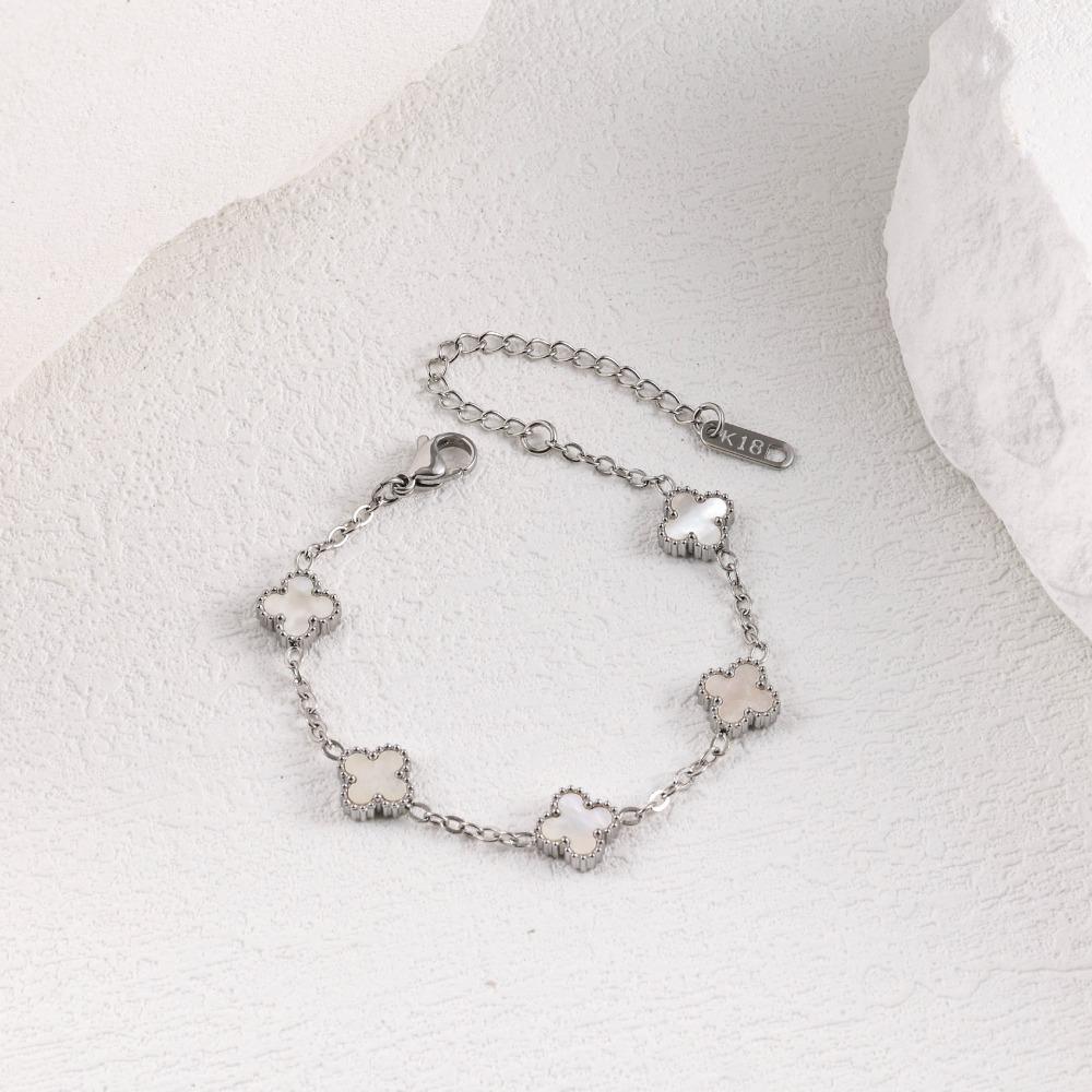 Bracciale Mini Quadrifoglio Madreperla 9mm Lussuoso e di Alta Gamma per Donna Resistente al Colore