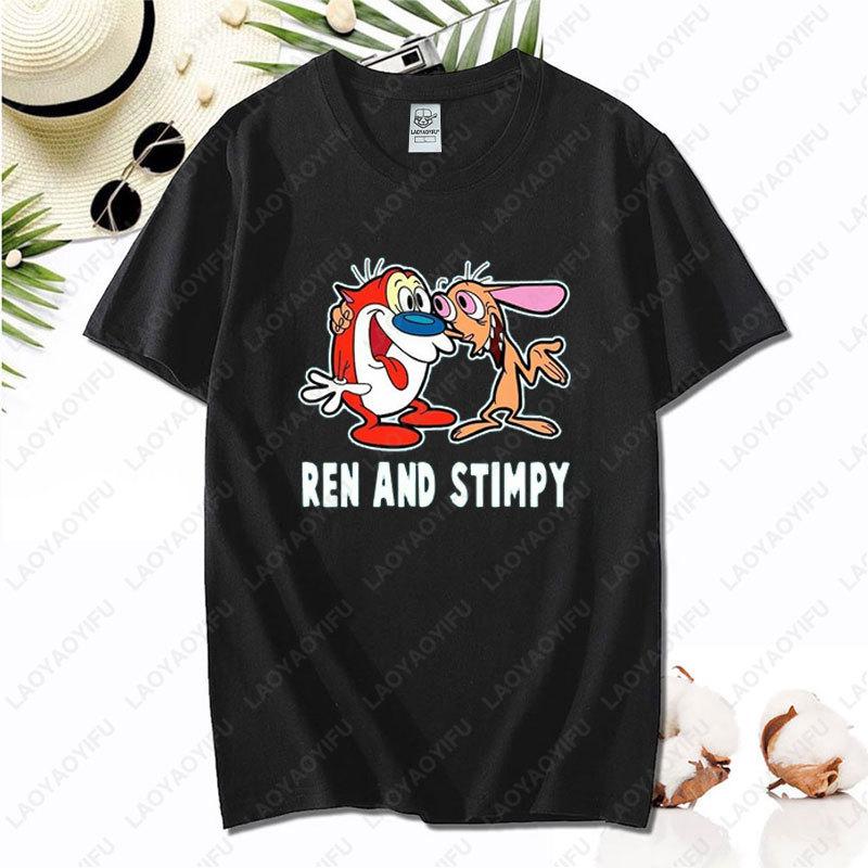 90s Ren Stimpy Show Nickelodeon Nicktoons Dial Cartoon Tshirt Vintage Classic Fashion Streetwear Cotton All Match Unisex Tees