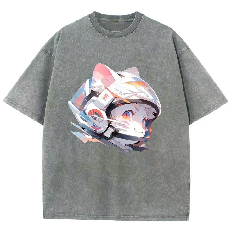 

Новая женская футболка унисекс с коротким рукавом и милым принтом кота, потертая джинсовая футболка, повседневная, ретро-одежда, классная 3XL