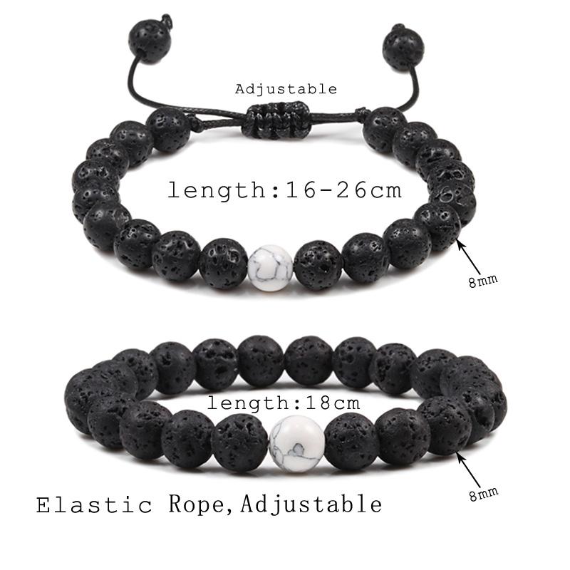 Hot 2pcs/Set Couples Distance Braid Bracelets Natural Stone White And Black Ying Yang Beads Bracelet Best Friend Strand Jewelry