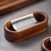 Acacia Wood Cheese Grater with Stainless Steel Storage Slicer Shredder