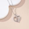 Mother and Son Concentric Necklace for Women, Tide Mother and Son Embrace Love Heart-shaped Collarbone Chain