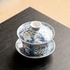300ml Antik Blau und Weiß Gaiwan Retro Drachen Tasse Untertasse Teekanne Chinesischer Teebereiter Deckelschale Teegeschirr Zubehör Handwerk