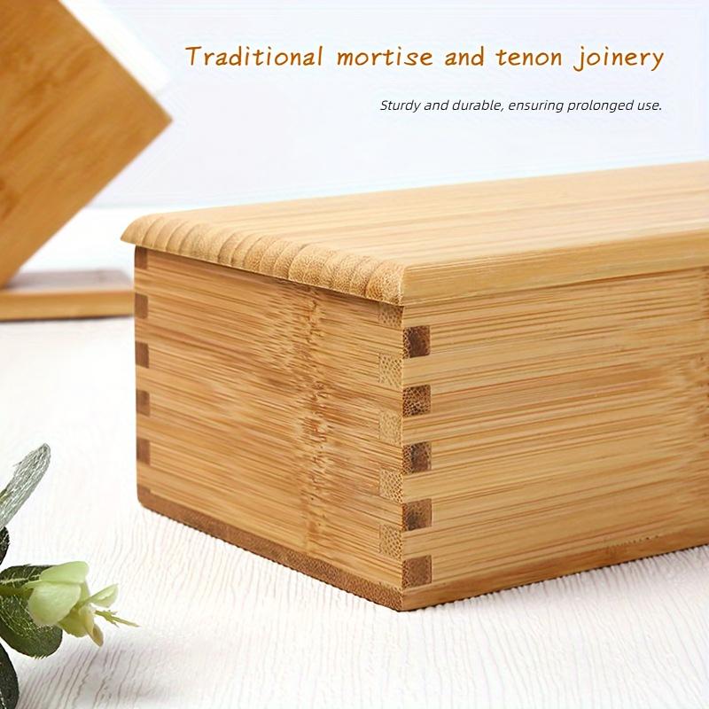 1pc Storage Box, Japanese Style Bamboo Spoon And Fork Cutlery Storage Box, 2-grid Divided Chopstick Box With Lid, For Restaurant And Hotel